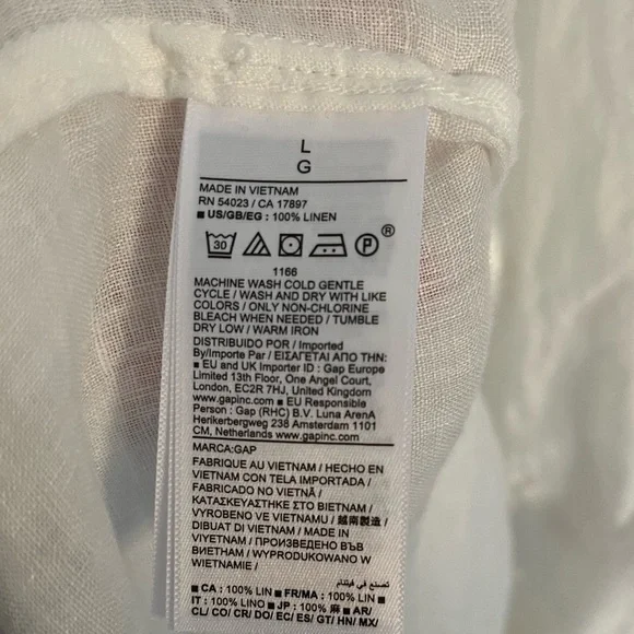 NEW Gap 100% Linen White Oversized Button Down Shirt size Large - Picture 7 of 8